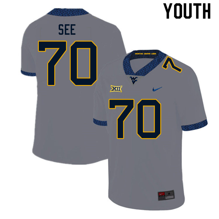 NCAA Youth Shaun See West Virginia Mountaineers Gray #70 Nike Stitched Football College Authentic Jersey WM23M56UM
